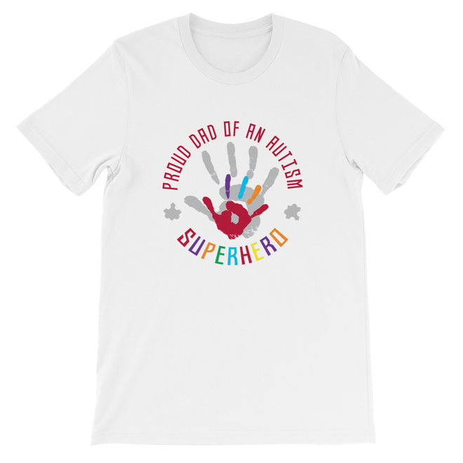 Autism Dad T Shirts | Proud Dad Of An Autism Superhero Hand Print - LakiKid