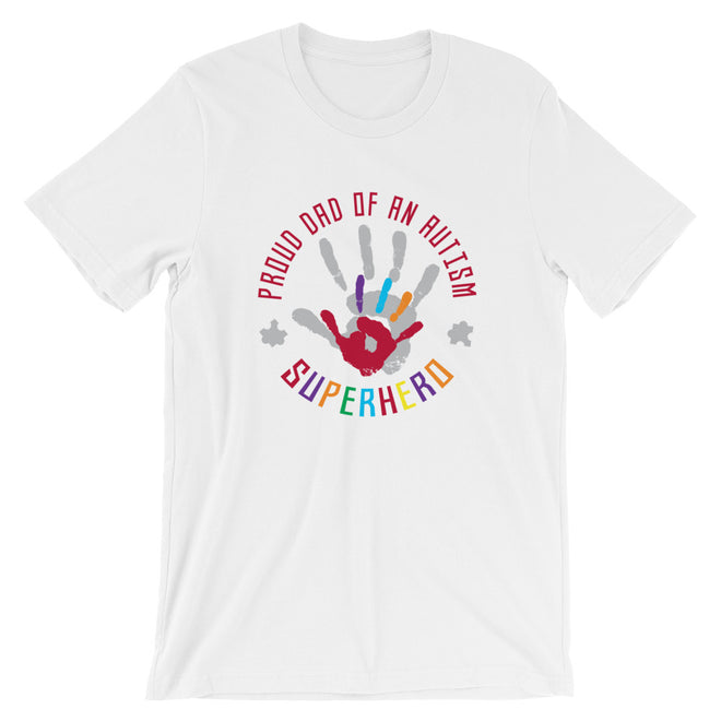 Autism Dad T Shirts | Proud Dad Of An Autism Superhero Hand Print - LakiKid