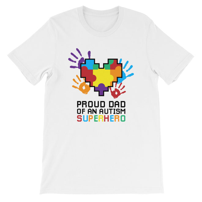 Autism Dad T Shirts | Proud Dad Of An Autism Superhero Puzzle Piece T-Shirt - LakiKid