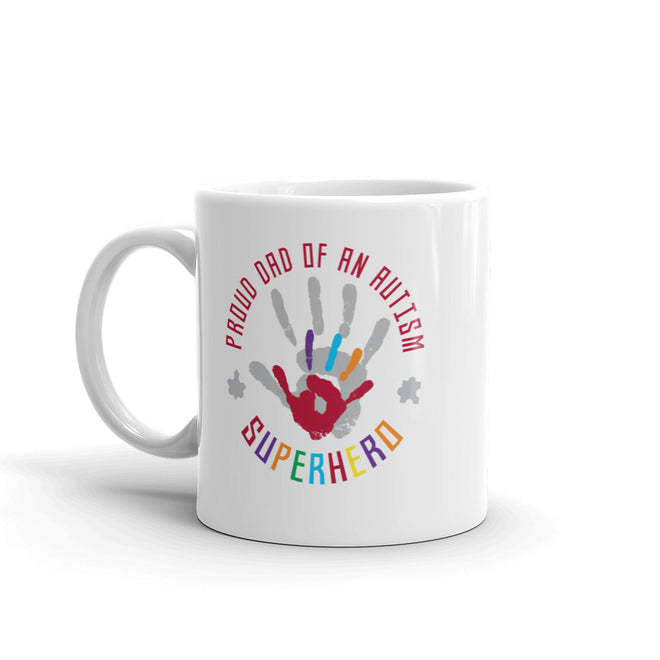 Autism Awareness Merchandise | Proud Dad Of An Autism Superhero Hand Print Mugs - LakiKid