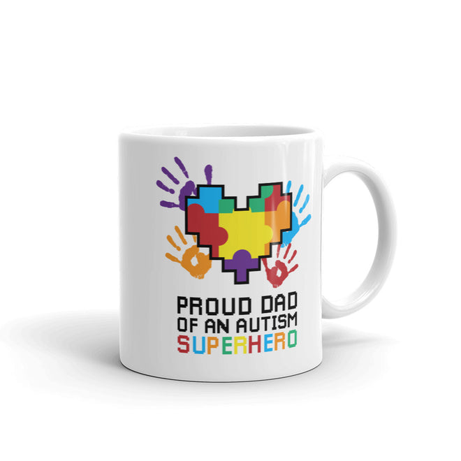 Autism Awareness Merchandise | Proud Dad Of An Autism Superhero Puzzle Piece Mugs - LakiKid