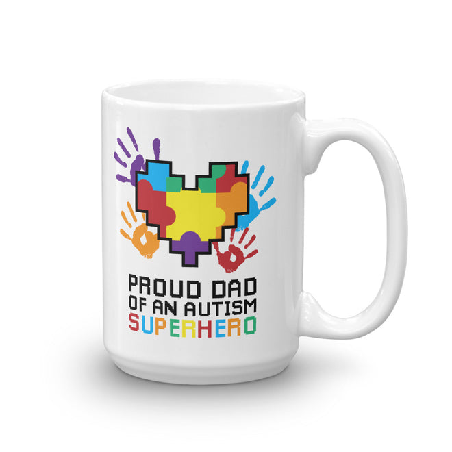 Autism Awareness Merchandise | Proud Dad Of An Autism Superhero Puzzle Piece Mugs - LakiKid