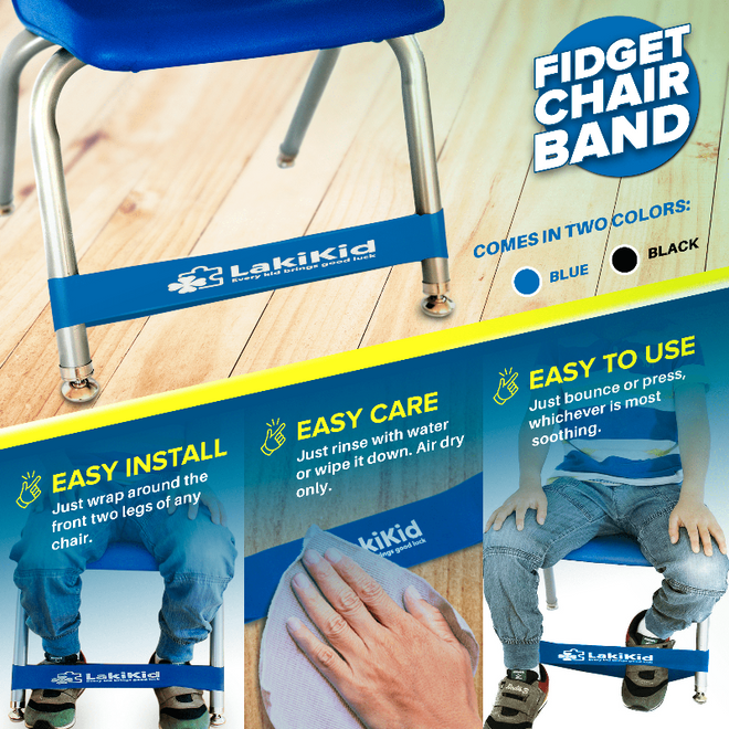 Fidget Chair Bands for Classroom: Perfect for Kids with ADHD, Fidgety feet- Affordable Flexible or Alternative Seating Option - 20"x 2" by LakiKid - LakiKid