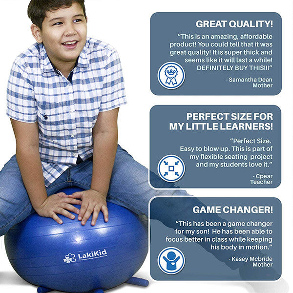 Balance Ball Chair for Kid: Stability Balls with Legs for Flexible Seating Classroom - Fun Alternative Seating for Students, Includes Air Pump (18") - LakiKid