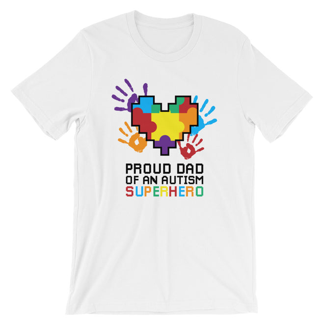 Autism Dad T Shirts | Proud Dad Of An Autism Superhero Puzzle Piece T-Shirt - LakiKid